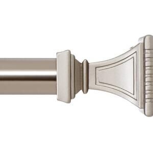 Ivilon Satin Nickel Decorative Curtain Rod Set with Square Finials